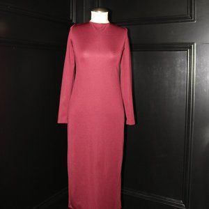 Burgundy fitted dress with back zipper
